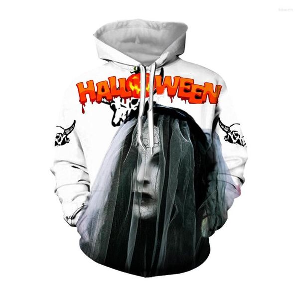 Sweats à capuche pour hommes Jumeast 3D Imprimé Voile Sorcière Crâne Sport Halloween Graphique Surdimensionné Baggy Pull À Capuche Tops Streetwear Hommes Vêtements