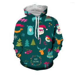 Heren Hoodies Jumeast 3d Santa Snowman Gedrukte Hoodie Casual Cartoon Christmas Rendier Graphic voor mannen Harajuku Streetwear YK2 Coats