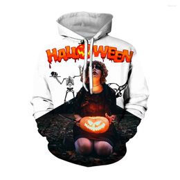 Sweats à capuche pour hommes Jumeast 3D Sorcière Citrouille Crâne Imprimé Sport Couleur Halloween Graphique Casual Pull À Capuche Hauts Streetwear Hommes Vêtements