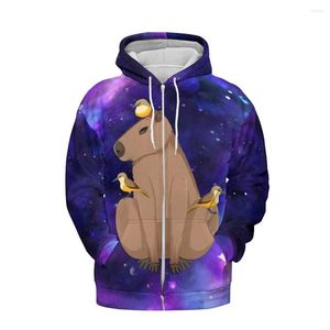 Sudaderas con capucha para hombre Jumeast Capybara panameño Hombres Cremallera Dibujos animados Cue Anime Mujeres Sudaderas con capucha Manga Cyber Y2K Reino Unido Ropa de goteo Abrigo