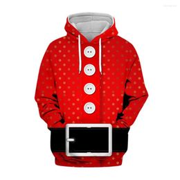 Sweats à capuche pour hommes KANCOOLD Hommes 3D Imprimer Cardigan à capuche pour manteau à capuche Slim Fit Cosplay Santa Claus Blouse à manches longues Sweat-shirt