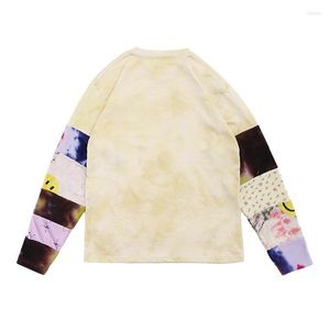 Sweats à capuche pour hommes Kapital Man utilisé Tie Dye Pull Street Loose Color Matching Round Neck Pullover T-shirt