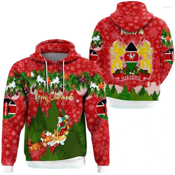 Sweat à capuche masculin Kenya Map Flag 3D Imprimé pour hommes vêtements National Emblem Pullovers Africa Country Tracksuit Boy Streetwear Kids Hoody