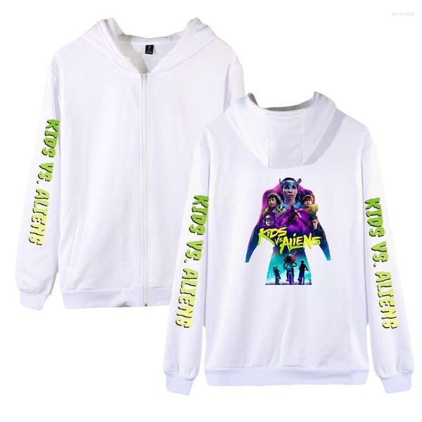 Sweats à capuche pour hommes Kids Vs. Aliens 2D Zipper Sweatshirt Warm Long Sleeve Hooded Outwear Clothes