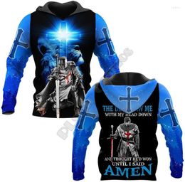 Sweats à capuche pour hommes chevalier templier jésus à capuche 3D imprimé mode pull hommes pour femmes sweats pull Cosplay Costumes 07