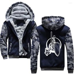 Heren Hoodies Knight Warrior Soldier Shield Men Zipper Jacket Sweatshirts Dikke hoodie jas Casual Fashion Streetwear