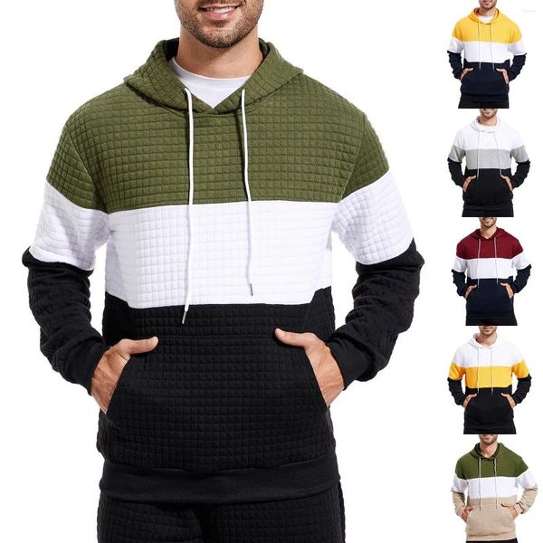 Sweats à capuche pour hommes tricoté Hipster décontracté Patchwork à capuche loisirs de plein air sweats pour hommes Zip