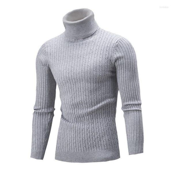 Pulls à capuche pour hommes tricots automne et hiver col roulé européen américain couleur torsion sous-chemise pull hommes