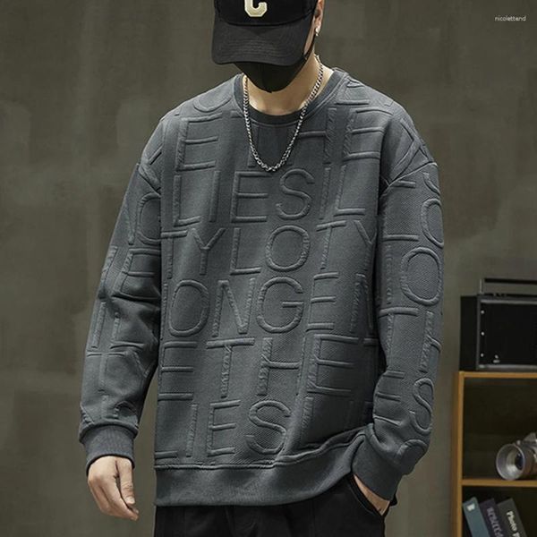 Sweat à capuche pour hommes, mode coréenne, sweat-shirt avec lettres, ample, décontracté, pull à capuche, noir et blanc, survêtement pour hommes, automne hiver