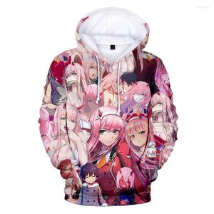 Heren Hoodies Kpop De Franxx 3D -print Sweatshirts jongens/meisjes schattige anime nul twee streetwear romantische pullovers luxe schat