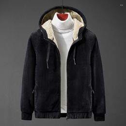 Heren Hoodies Lamb Velvet Warm Sweatshirt Men Spring Winter Fleece Dikkeling Haped Hooded Jacket Sportkleding Top Silver Hoodie Coats 7xl 8xl