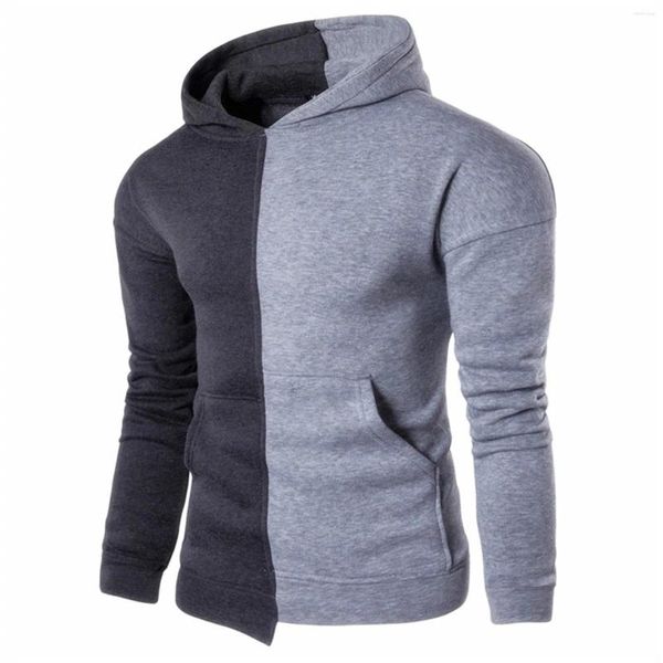 Hommes Hoodies Loisirs Sweat À Capuche Sweat Tenues Printemps Et Automne Surdimensionné Décontracté Couleur Assortie À Capuche Mince Pour Hommes