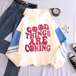 Mannen Truien Brief Roze Gedrukt Mannen Vrouwen Slogan DINGEN ZIJN COMING Oversized Losse Streetwear Koreaanse Versie Crewneck Sweatshirts