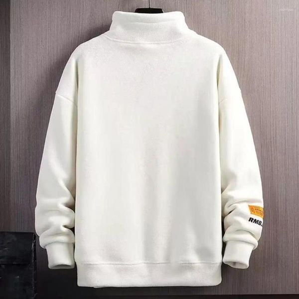 Sweat à capuche pour hommes, sweat-shirt épais en peluche avec lettres imprimées, chaud avec col mi-haut, Protection du cou résistante au froid, pour l'hiver et l'automne