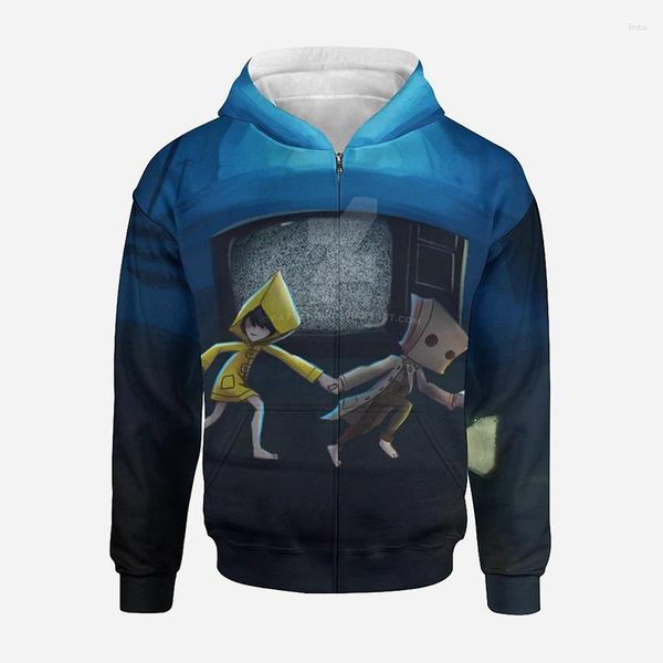 Sweats à capuche pour hommes Little Nightmares Game 3D Print Horror Sweatshirt Hommes Femmes Enfants Full Zip Sweat à capuche Casual Mode Vêtements Streetwear Tops