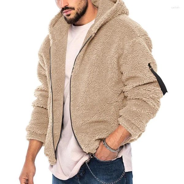 Capucha masculina manga larga exterior sudadera con capucha caliente con capucha calientes y2k de invierno con cremallera