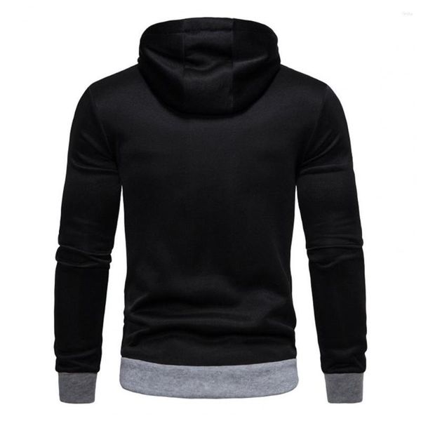 Sweat à capuche à manches longues pour hommes, asymétrique, élégant, avec fermeture éclair Oblique, manchette élastique, cordon de serrage, couleurs contrastées pour un doux