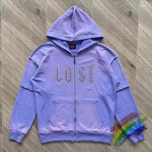 Hoodies masculins perdus complexes lavande zip up up hodie sweat à sweat femmes Femmes qualité vintage violet oversize à capuche