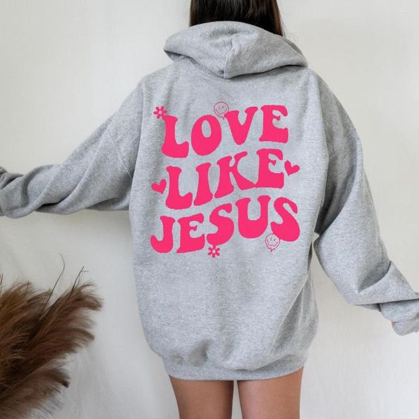 Sweats à capuche pour hommes Love Like Jesus Hip-hop Sweat à capuche imprimé pour hommes et femmes surdimensionné polaire grande taille pull de style de rue