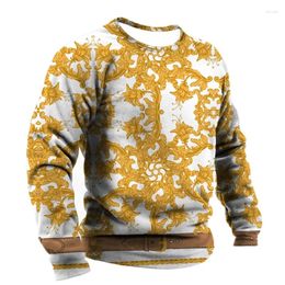 Sweats à capuche pour hommes Luxe Social Chaîne d'or 3D Pulls imprimés baroques Sweatshirts graphiques pour hommes Vêtements Casual Streetwear Femmes à manches longues