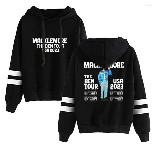 Sweats à capuche pour hommes Macklemore Ben Hoodie 2023 The Tour Pocketless Parallel Bars Sleeve Streetwear Hommes Sweat à capuche Femme Mode Vêtements