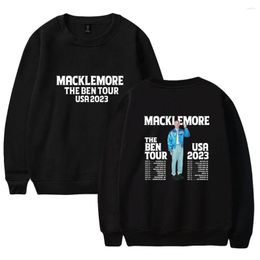 Sweats à capuche pour hommes Macklemore The Ben Tour 2023 Merch World Vêtements Femmes Hommes Imprimer Casual HipHop Haut à manches longues