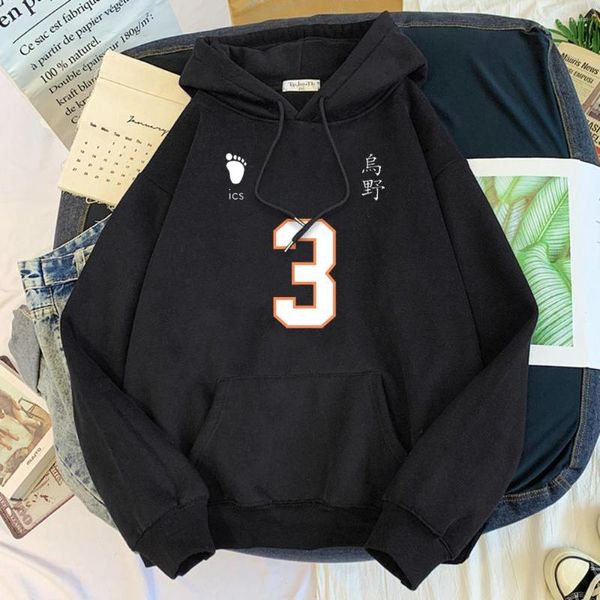 Sudaderas con capucha para hombre Anime Haikyuu No. 3 Jersey estampado ropa hombre cuello redondo coreano talla grande manga larga otoño mujer Sudadera