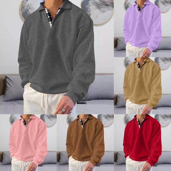 Sudaderas con capucha para hombre, sudadera informal a cuadros sin capucha, sudadera de manga larga con cuello vuelto y botones, Tops cortos Kawaii Fairycore para ejercicio