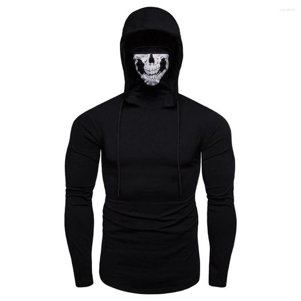 Sweat à capuche pour hommes, mode grande taille, masque de crâne, Punk, Jogging, pull élastique, Streetwear