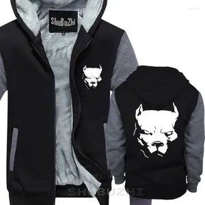 Sweats à capuche pour hommes mâle drôle présent PITBULL américain Pit Bull collier de chien à pointes hommes manteau chaud hommes veste épaisse imprimé coton Sbz5188