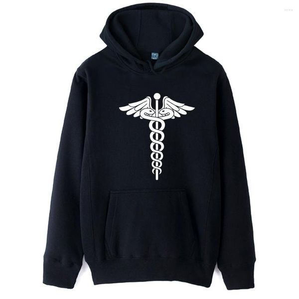 Hommes Hoodies Homme Garçons À Capuche Corpsman Caducée Charmes Dieu Aile D'ange Serpent Serpent Couple Vêtements Automne Hiver Polaire ZIIART