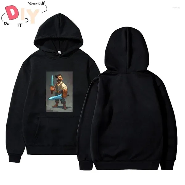 Hoodies pour hommes Homme tenant deux épées blouse imprimé style sexy oversize puth sport simple coton vintage basique à sweat à capuche mignon