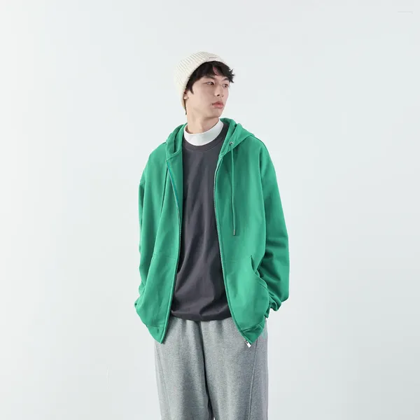 Sweats à capuche pour hommes Sweat à capuche Corée Lâche Sauvage Couleur Solide Pull à capuche Veste Hommes Automne Hiver Y2K pour Streetwear Zip Up Pull Tops