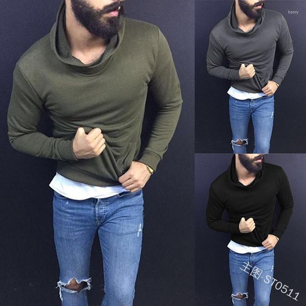 Sudaderas con capucha para hombre Mandylandy Otoño Invierno para hombre cuello alto Reino Unido sudadera de manga larga de algodón de cuello alto pulóver suéter Tops