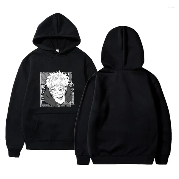 Sweat à capuche pour hommes, Manga Jujutsu Kaisen Itori Yuji Harajuku, demi manches, Kolar, coupe cintrée, Style d'été court