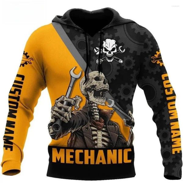 Sweats à capuche pour hommes Mécanicien Bière Billard Crâne Sweat à capuche pour hommes Impression 3D Mode Automne et hiver Manteau décontracté Unisexe Vêtements surdimensionnés