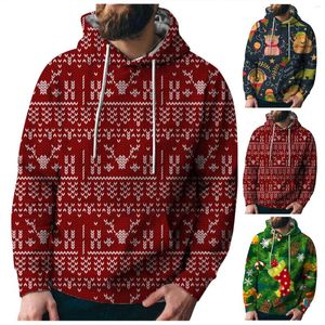 Sudaderas con capucha para hombre, camisetas de otoño e invierno para hombre, novedad, Navidad, estampado 3D, manga larga, sudadera deportiva con capucha y bolsillos