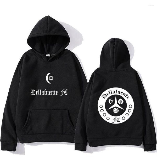 Sweats à capuche pour hommes Dellafuente Harajuku Casual Printemps Polaire Pull À Capuche À Manches Longues Goth Vintage Ras Du Cou Noir Homme Sweats