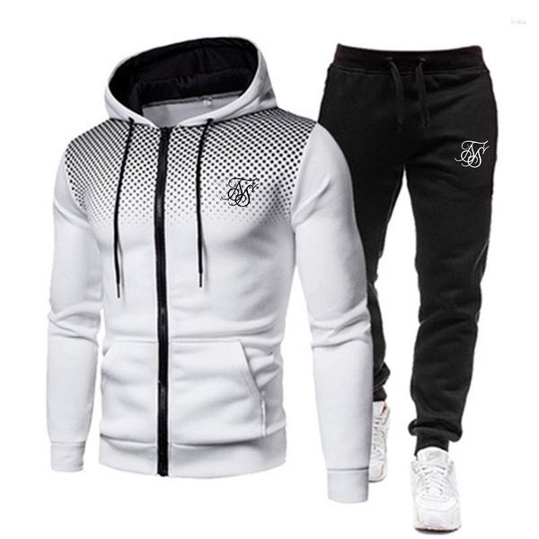 Hommes sweats à capuche hommes à capuche costume mode Sik soie marque imprimer automne pantalons décontractés hommes sport deux pièces vêtements ensembles de vêtements de sport