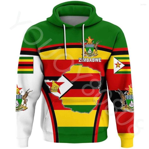 Sweats à capuche pour hommes Pull pour hommes Impression 3D Zone africaine Drapeau du Zimbabwe Sweat à capuche Rétro Harajuku Casual Sportswear Zip