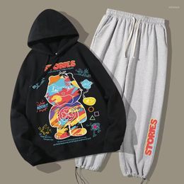 Sweatshirts pour hommes pour hommes Couleur de dessins à swets de dessin animé de haute qualité Set Sweat Sweat à capuche surdimensionné