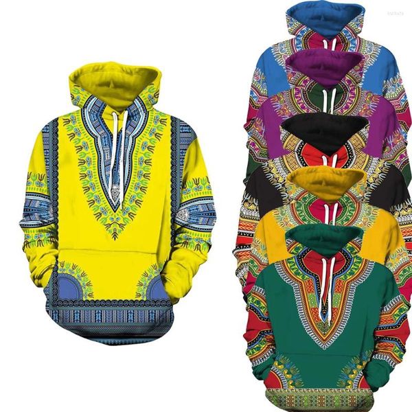 Sweat à capuche pour hommes, sweat à capuche africain Dashiki, motif traditionnel 3D, pull pour femmes, vêtements hip hop, sweat-shirt ethnique coloré