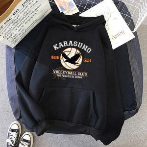 Sudaderas con capucha para hombre y mujer, ropa de calle divertida de Anime Haikyuu, Harajuku Karasuno, sudaderas de gran tamaño con gráfico alto para mujer, Tops Unisex