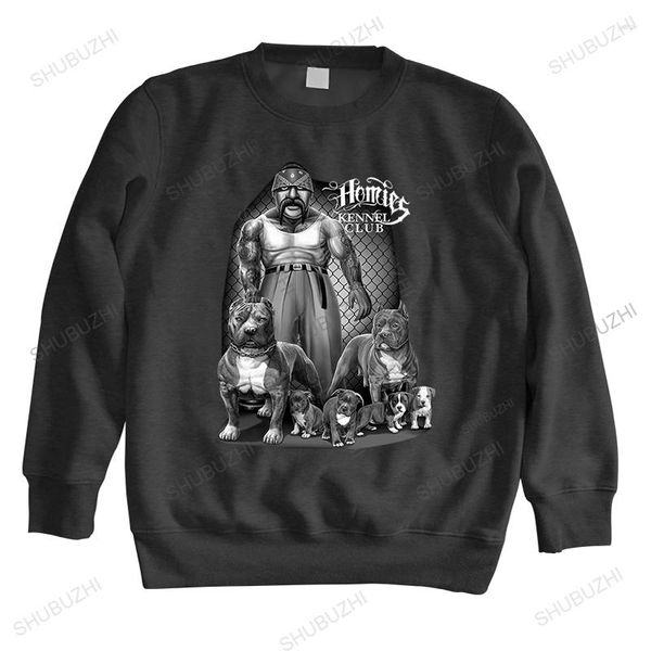 Sudaderas con capucha para hombre, sudadera de otoño para hombre, Sudadera con capucha de algodón negro, ropa de calle Lowrider Homies Kennel Club Pitbull Pit, estampado Vintage Unisex