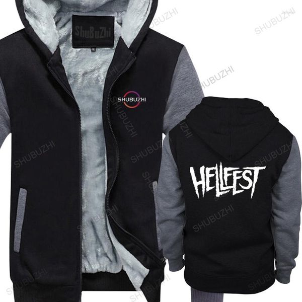 Sudaderas con capucha para hombre Sudadera con capucha de marca para hombre Jersey grueso de moda Hellfest S M L XL Algodón para hombre Estampado de vellón negro