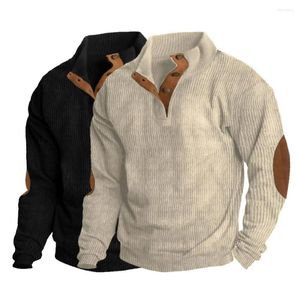 Sweat-shirt boutonné pour hommes Couleur solide Collier de support élégant pour l'hiver d'automne tous les jours