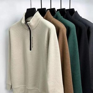 Sudaderas con Capucha para Hombre, Jersey Informal De Lana para Hombre, Otoño Invierno, Cremallera, Cuello Alto, Sudadera, Suéter De Punto Grueso Y Cálido