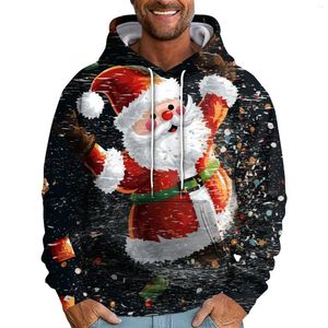 Sudaderas con capucha para hombre, sudadera navideña para hombre, ropa gráfica de Papá Noel, Top de manga larga de gran tamaño, jerseys con capucha gruesos de moda