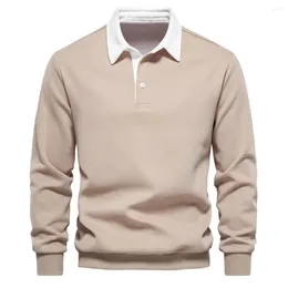 Sweat-shirt à capuche pour hommes, couleur bloquée, élégant, pull avec boutons à revers, Patchwork de couleurs pour la saison, automne hiver