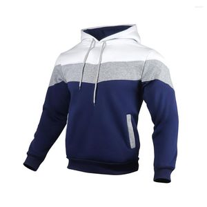 Sudaderas con capucha para hombre, sudadera con capucha de Color en contraste, jersey de manga larga de corte holgado con 2 bolsillos, ropa alternativa de invierno